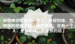 原创佛说：会有一个人，是你的缘，也是你的劫佛手机「原创佛说：会有一个人，是你的缘，也是你的劫」