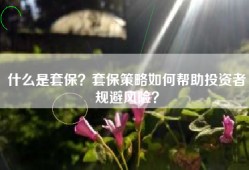 什么是套保？套保策略如何帮助投资者规避风险？
