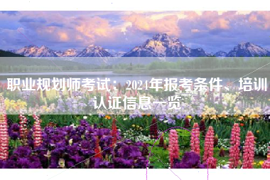 职业规划师考试：2024年报考条件、培训认证信息一览
